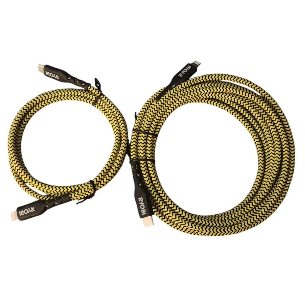 Ryobi USB-A 4ft & 10ft Charge Cord for iPhone-iPad-iPod AC0i4USBAL & AC0i10USBCL